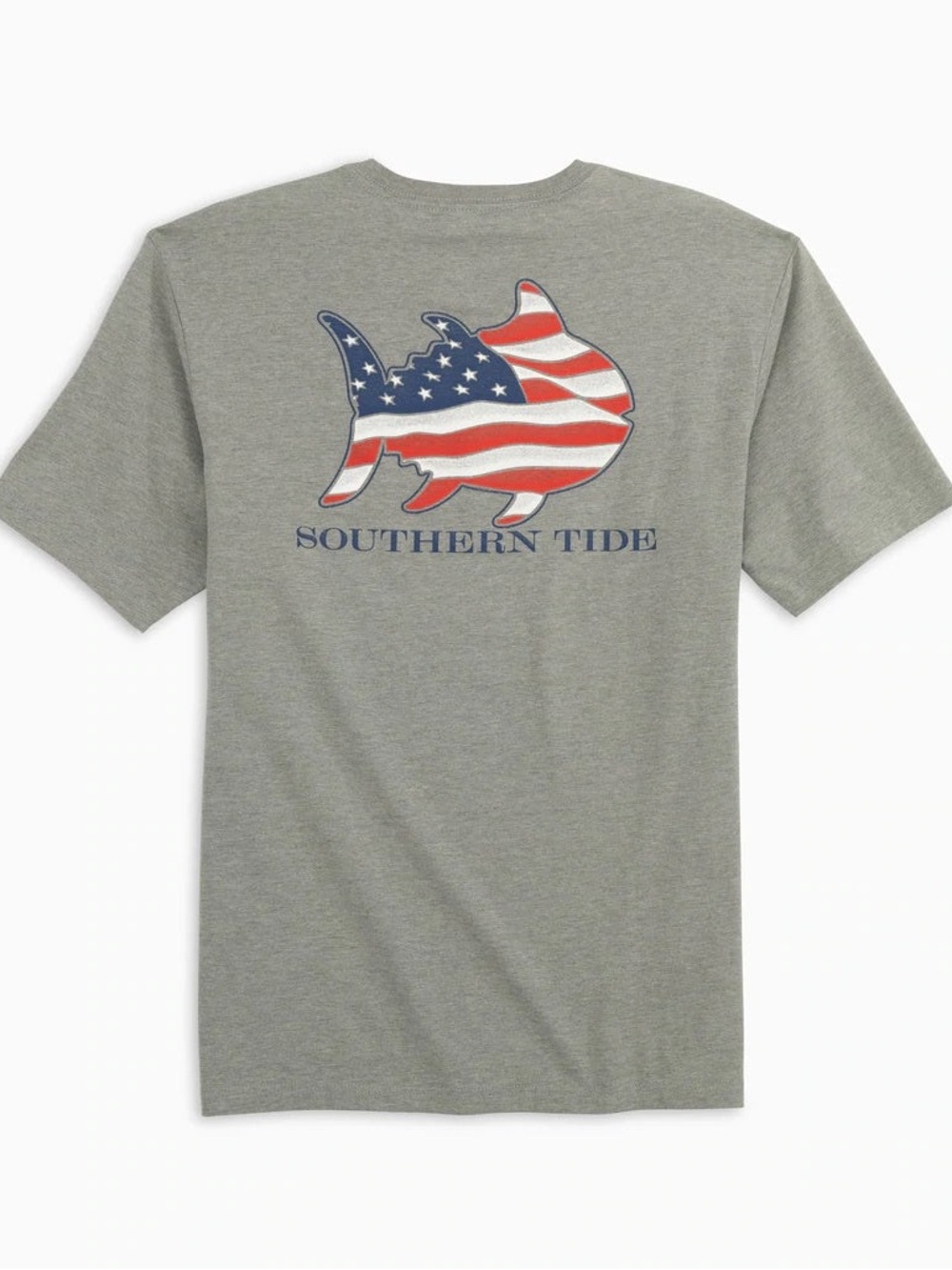 Southern Tide mens waving flag fill short sleeve tee shirt. grey • size small